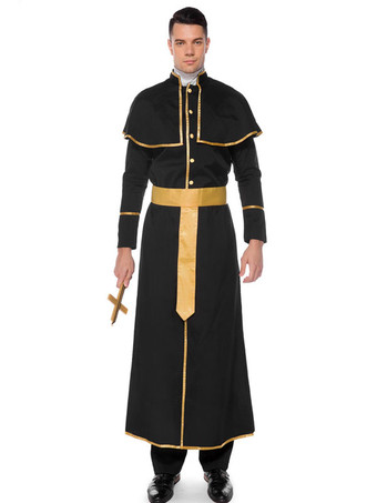 Carnival Costumes Priest Black Men's Clothes Cloak Hot Stamping Holidays Costumes