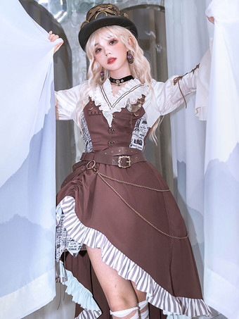 Gothique Lolita Robes Chaînes Marron Café Marron Café