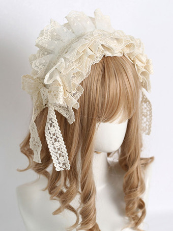 Sweet Lolita Accessoires Ecru Weiß Rüschen Schleifen Spitze Polyester Kopfbedeckung Verschiedenes